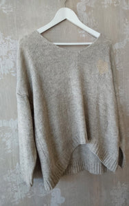 Italian Luxe- Gold heart knit - Beige