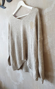 Italian Luxe- Gold heart knit - Beige