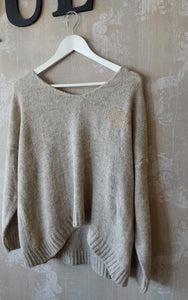 Italian Luxe- Gold heart knit - Beige