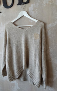 Italian Luxe- Gold heart knit - Beige