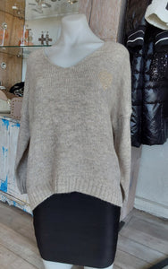 Italian Luxe- Gold heart knit - Beige