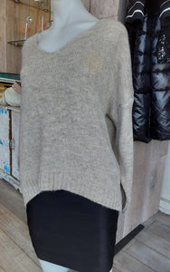 Italian Luxe- Gold heart knit - Beige