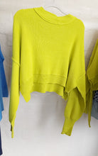 Load image into Gallery viewer, Cropped Ribbed Sweater - Lime
