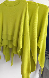 Cropped Ribbed Sweater - Lime