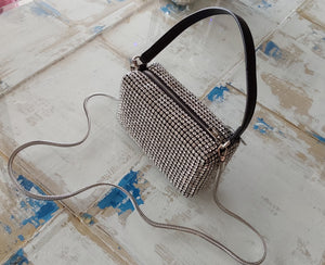 Diamonte Shoulder Bag - Silver