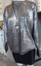 Load image into Gallery viewer, Metallic Ribbed knit - Silver/ Black
