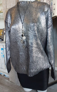 Metallic Ribbed knit - Silver/ Black