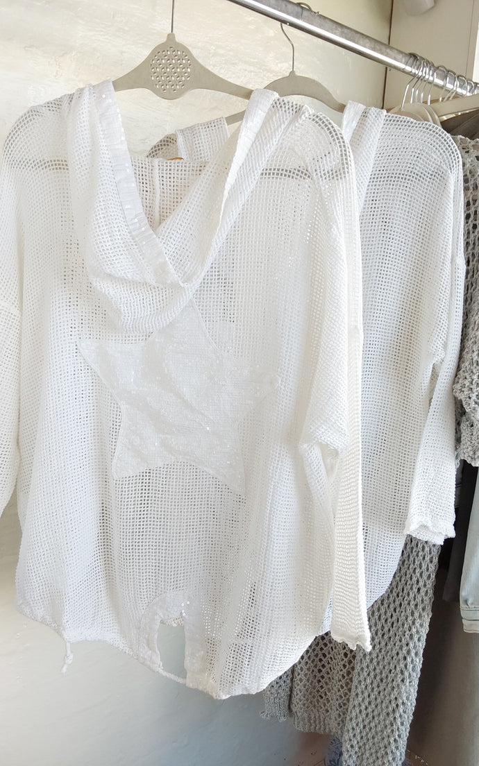 Net Star hooded Jacket - White
