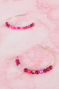 Adorne - Fine Stone hoop earrings - Pink / Gold