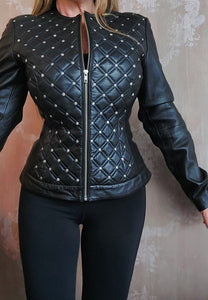 DEA Leather Jacket with stud feature - Black