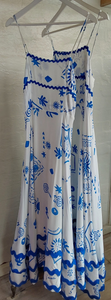 Grecian Wave  Dress - White/Blue