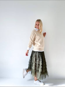 Mesh Ruffle Tier Skirt - Olive