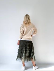 Mesh Ruffle Tier Skirt - Olive