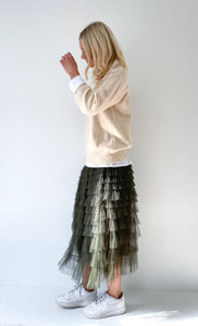 Mesh Ruffle Tier Skirt - Olive