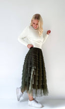 Load image into Gallery viewer, Mesh Ruffle Tier Skirt - Olive
