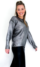 Load image into Gallery viewer, Metallic Ribbed knit - Silver/ Black
