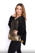 Load image into Gallery viewer, Italian Closet -Vidal Chunky knit with gold laminate - Black
