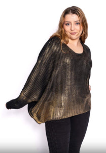 Italian Closet -Vidal Chunky knit with gold laminate - Black