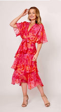 Load image into Gallery viewer, La Strada - Layered Cross over Dress - Hot pink and Orange print
