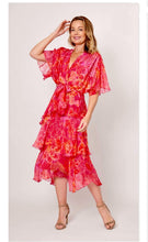 Load image into Gallery viewer, La Strada - Layered Cross over Dress - Hot pink and Orange print
