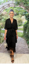 Load image into Gallery viewer, LA STRADA - Cross over Neckline Silk Dress - Black
