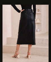 Load image into Gallery viewer, Vegan Leather Skirt - Black
