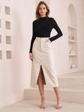 Load image into Gallery viewer, Vegan Leather Skirt - Cream
