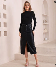 Load image into Gallery viewer, Vegan Leather Skirt - Black
