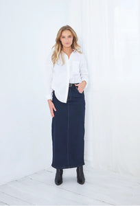 Denim Maxi Skirt - Dark Indigo