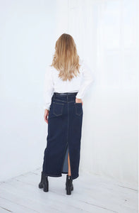 Denim Maxi Skirt - Dark Indigo