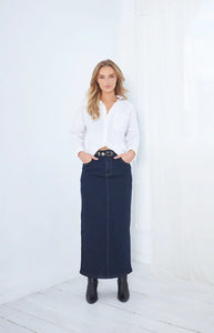 Denim Maxi Skirt - Dark Indigo