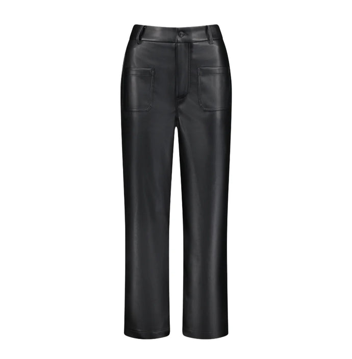 Moke - June Faux Leather wide leg Pants - Black