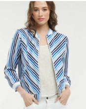 Load image into Gallery viewer, 365 Days - Brooklyn Stripe Bomber Jacket - Blue
