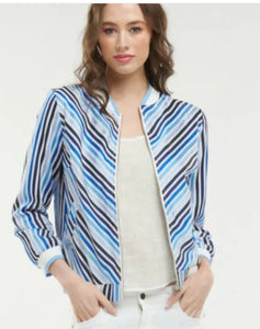 365 Days - Brooklyn Stripe Bomber Jacket - Blue