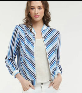 365 Days - Brooklyn Stripe Bomber Jacket - Blue