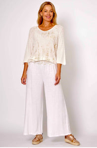La Strada - Gold foil knitted V-neck top - Pink