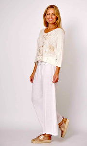 La Strada - Gold foil knitted V-neck top - Pink