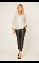 Load image into Gallery viewer, La Strada - V Neck Sequin Top - Beige
