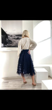 Load image into Gallery viewer, Mesh Ruffle Tier Skirt - Navy
