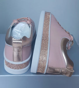 Luxe Diamante Leather Sneakers - Blush