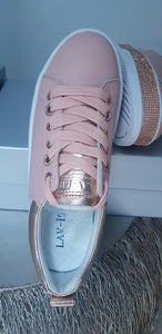 Luxe Diamante Leather Sneakers - Blush