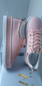 Luxe Diamante Leather Sneakers - Blush