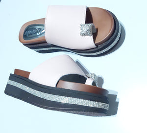 Ameise Shoes - Shine- Leather Platform slides - Nude