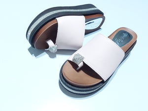 Ameise Shoes - Shine- Leather Platform slides - Nude