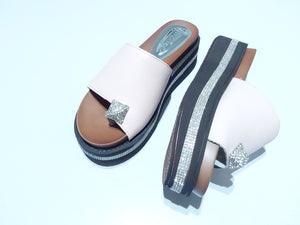 Ameise Shoes - Shine- Leather Platform slides - Nude