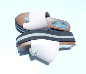 Ameise Shoes - Shine- Leather Platform slides - Nude