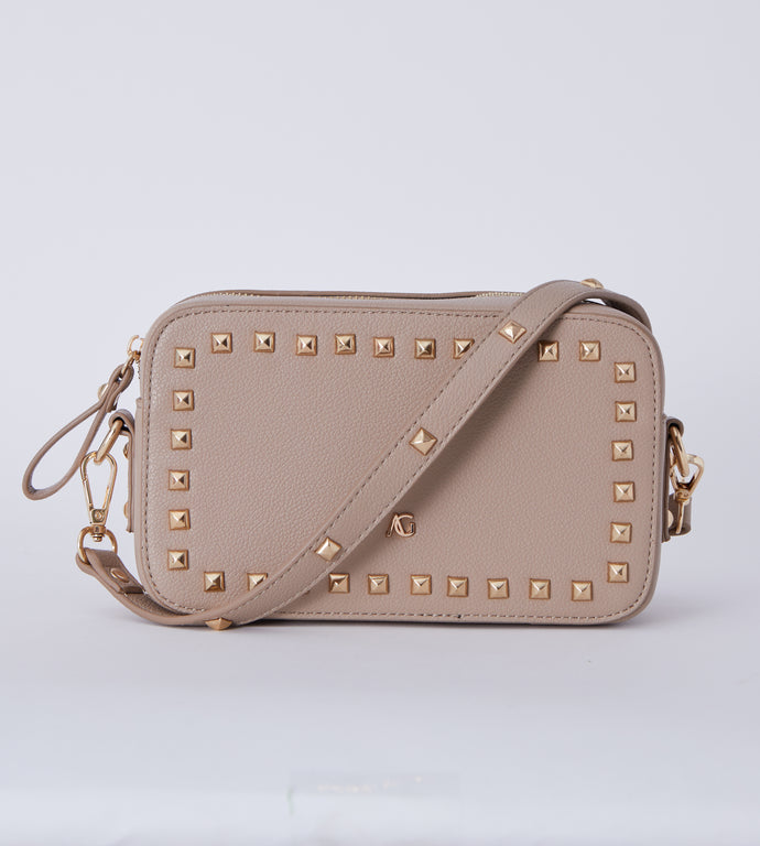 Studded Cross body Bag - Beige