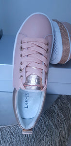 Luxe Diamante Leather Sneakers - Blush