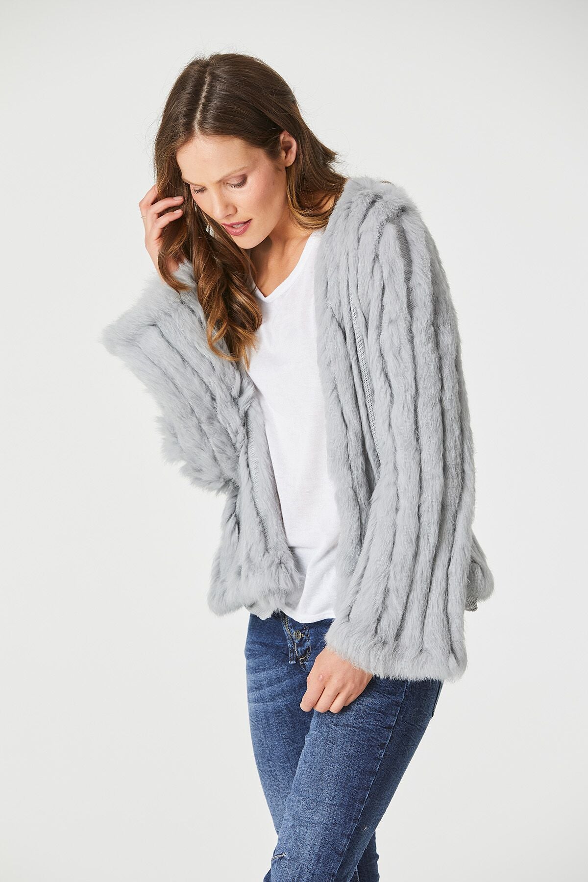 365 Days Short Fur jacket Silver Ellique